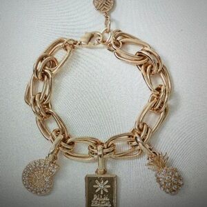 NWT Lilly Pulitzer Double Link Charm Bracelet Gold